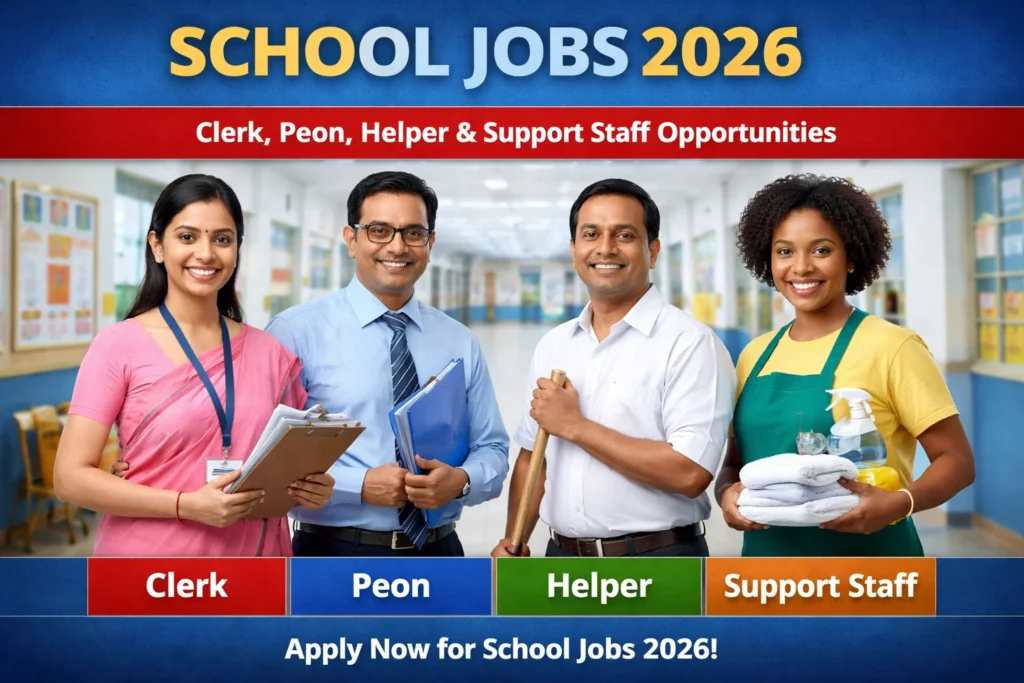 School Jobs 2026: Guide to Clerk, Peon, Helper and Support Staff Opportunities School Jobs 2026: Guide to Clerk, Peon, Helper and Support Staff Opportunities